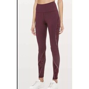 Lululemon Wunder Under High Rise Tight Flocked 28" Plumful Size 6 Floral